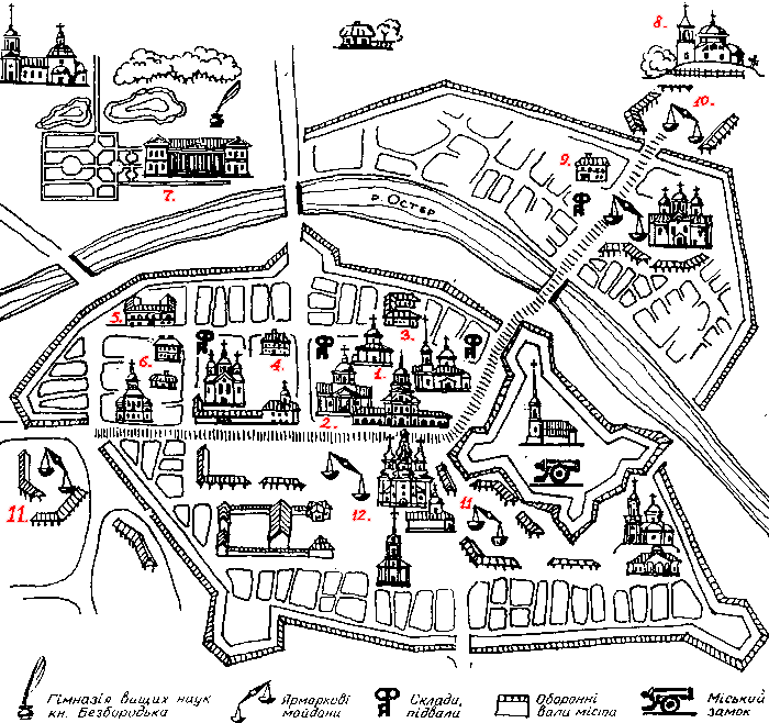 План Ніжинської фортеці – План Нежинской крепости